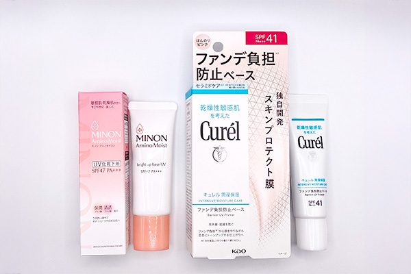 ミノンのベースとキュレルのベースの使用感や崩れにくさの比較