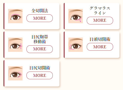 TAクリニックの二重整形には7つの施術法があります。