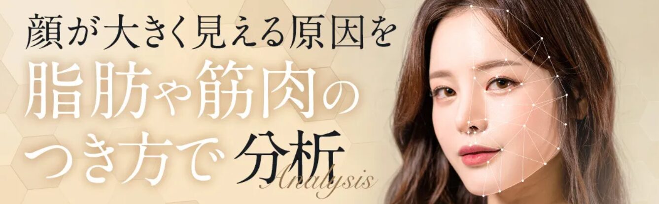 TAクリニックでは、顔が大きく見える原因を脂肪や筋肉のつき方で分析します 。