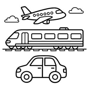 生成AIで塗り絵を自作しよう|子ども向け乗り物の塗り絵プロンプト