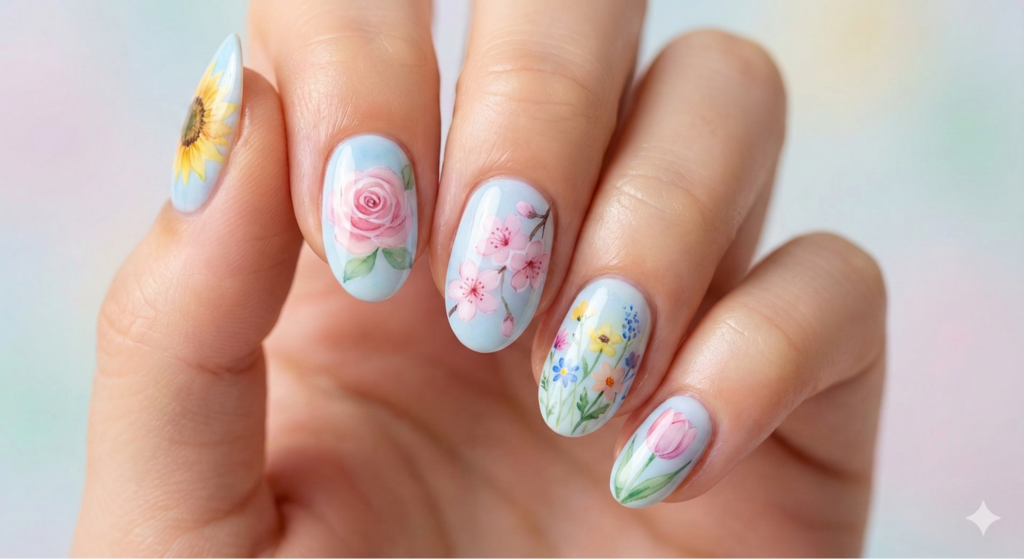 Nano Banana ネイルプロンプト②花柄