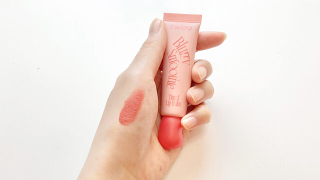 fwee新作リップ：ライチピーチの色味の色味や質感