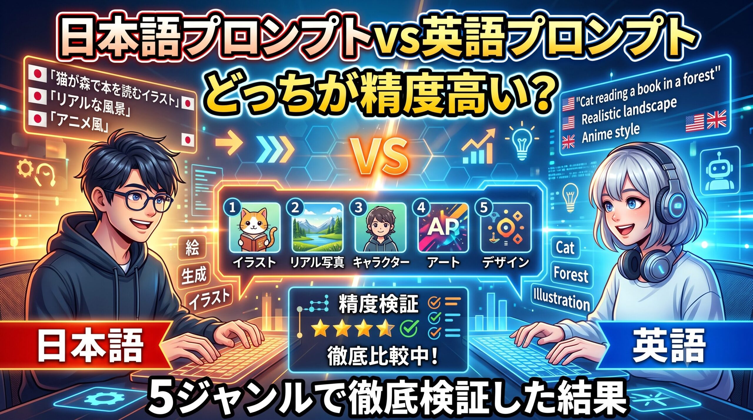 日本語プロンプトvs英語プロンプト、どっちが精度高い？5ジャンルで